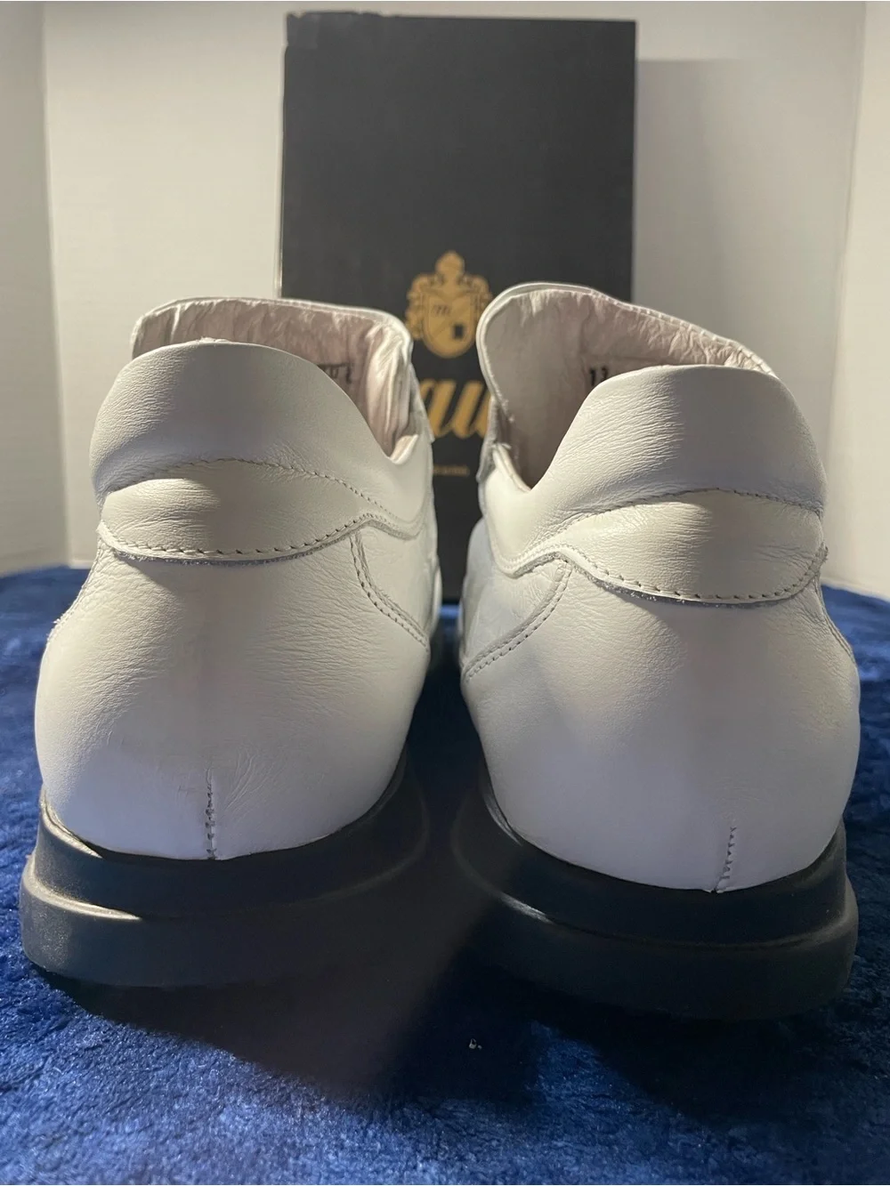 Mauri Napa white Leather and crocodile skin sneakers, size 13, in box.